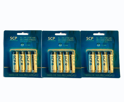 Combo De 3 Blisters De 12 Pilas Aa Recargables Scp 2700 Mah 0