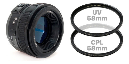 YONGNUO Combo Lens YN35mm F/2 for Nikon + UV Filter 58mm + CPL Filter 58mm 0