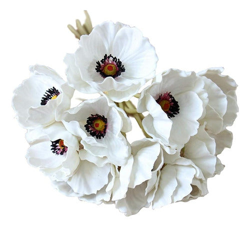 LebriTamFa Real Touch PU Artificial Poppy Flowers - 10 Stems 0