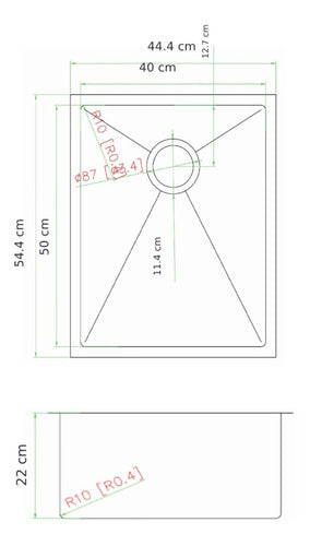 Aqualia Simple Sink AISI 304 Stainless Steel 44.4x54.4x22cm 1