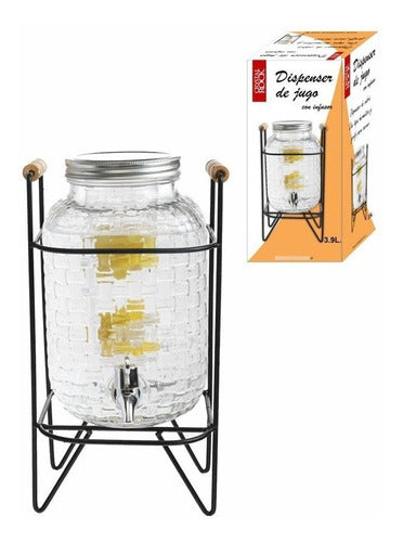 Vintage Glass Beverage Dispenser 4L with Base Stand 0