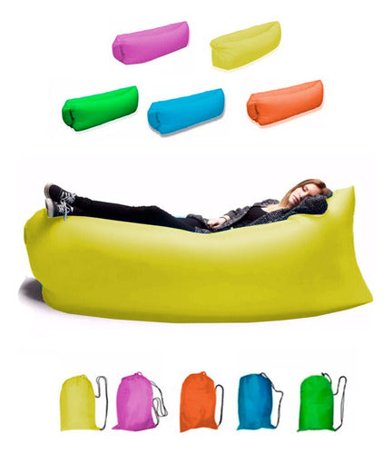 Inflatable Lounge Chair Puff Mattress Beach Pool Camping + Bag 20
