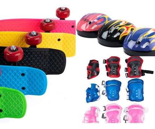 Okidoki 43cm Skateboard + Protection Set + Helmet for Ages 3 to 6 0