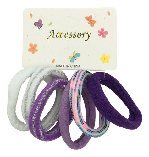 Pack of 18 White, Lilac, Violet Hair Ties with Shimmer - 3.5cm Diameter - HaiXing Bijouterie - Item C:8339 0