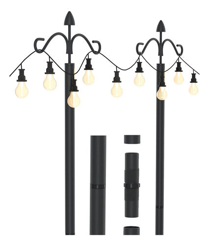 ~? Jackyled Outdoor String Light Pole 2 Pack, Ajustable 9ft 0