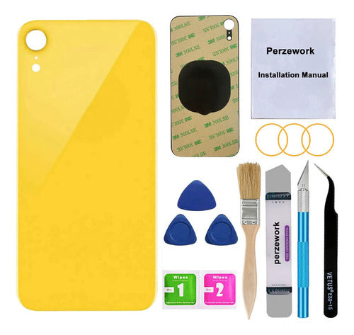 Perzework Rear Back Glass Replacement for iPhone XR Yellow 0