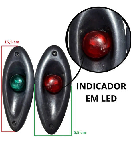 Kit Olho De Tubarão Led Preto + Mastro Alcançado Preto Led 1