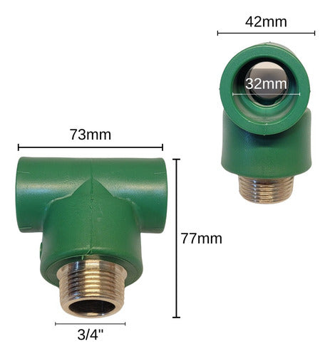 Plastiferro Tee 32mm X 3/4' Rosca Macho Termofusion Verde Tubofusion 1