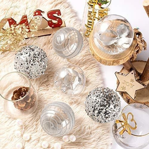 XmasExp 12 Christmas Balls - 3 Designs Diamond Grey 7cm 2