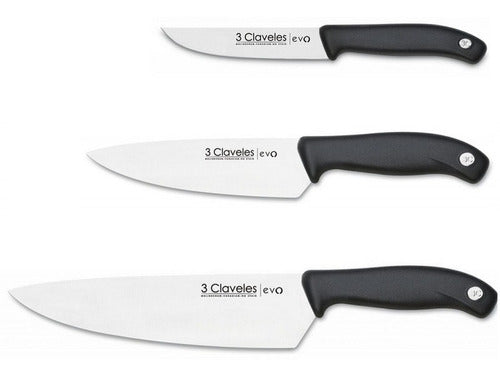 3 Claveles Set Combo 3 Knives Evo Chef Kitchen 11, 13 And 20 0