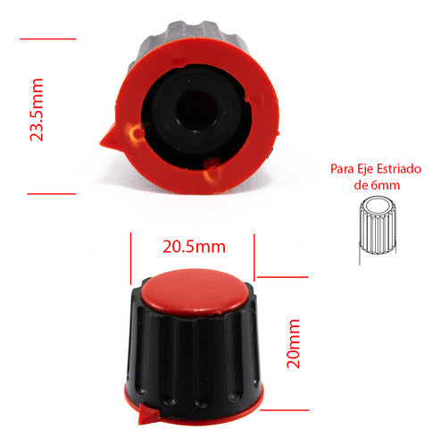 ELUMILED 5 Potentiometer Knobs 23x20mm for 6mm Splined Shaft Red 2