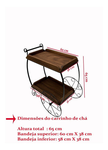 Carrinho De Chá De Madeira Artesanal E Ferro Oferta De Natal 6