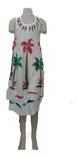 White Wide Hindu Dress Bias Cut Batik Printed Women's 5