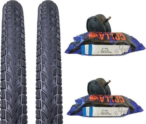 Set of 2 Tires + 2 Tubes 26 inch Slick 0