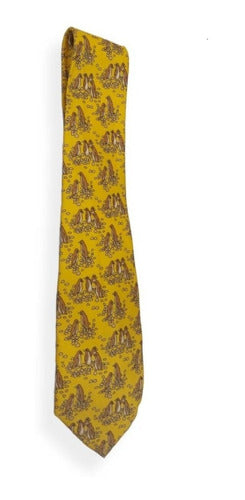 Almacén de París Wide Silk Ties for Men - Yellow Patterned Bow Tie 0