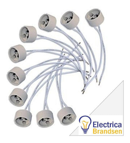 Trefilight Gu10 X10 Ceramic Socket With Cable For Led Halogen Bulb 0