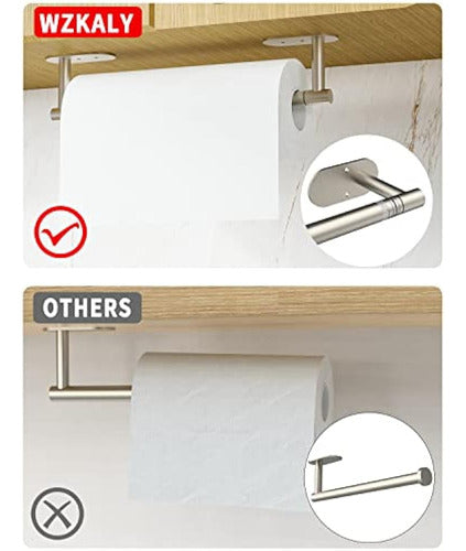 Wzkaly Paper Towel Holder, Adhesive Under-Cabinet Towel Rack 3