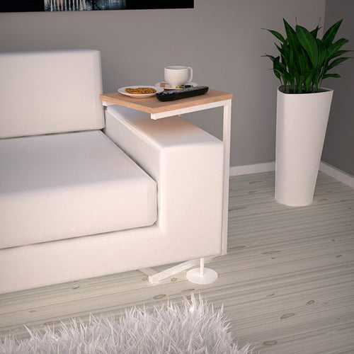 Modern High Side Table with Metal Base and Wooden Top 35