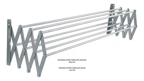 Kevin Tender Tendedero Extensible Pared Aluminio 100cm Inoxidable 1