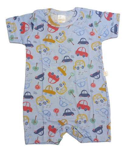 Short Sleeve Baby Bodysuit with Car Print Cotton 10