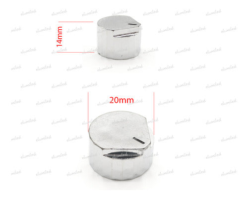 Set of 10 Chrome Plated Knobs for Potentiometer 20mm Height 14mm with Bushing 2