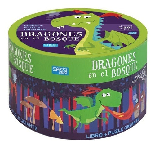 Sassi Junior - Dragones En El Bosque - Libro + Puzzle Gigante - Mosca 0