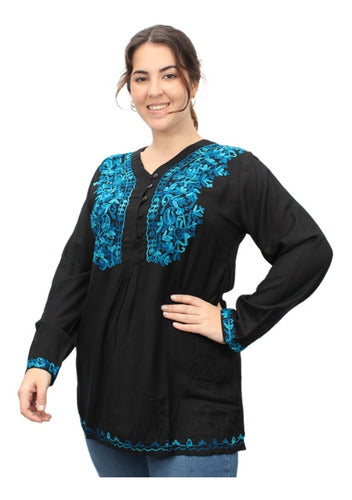 Embroidered Kashmir Buttoned Wide Indian Blouse 11