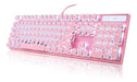 Camiysn Retro Pink Mechanical Keyboard with White Backlighting, 104 Keys 0