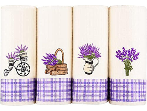 Lavien Home, Kitchen Towels Lavender Embroidered Super Absorbent 0