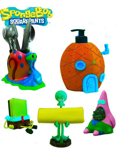 Kit Set Esponjero Bob Esponja Patricio Gary Calamardo Piña 0