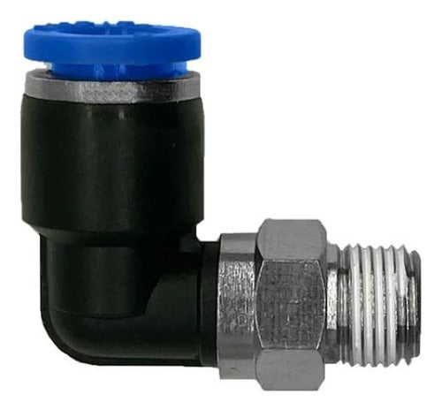 JL Conector Neumático Codo Giratorio P/tubo 8mm Rosca 1/4 Aire 1