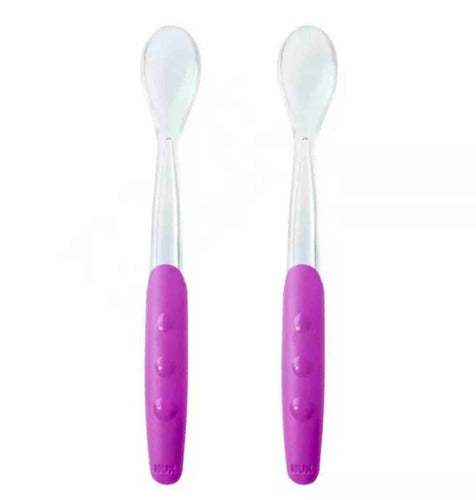 NUK Silicone Baby Spoon Set X2 - Green Violet 5