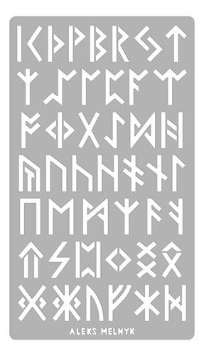 Aleks Melnyk #35 Metal Journal Stencil, Elder Futhark Runes, Ancient Alphabet, 102 x 178 mm 0