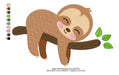 Embroidery Machine Lazy Sloth on Branch Pattern 1154 4