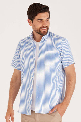 Macowens Blue France Short Sleeve Shirt Men 43400 4