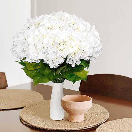 Jiftok 10pcs Hortensia Blanca Flores Artificiales Para Decor 2