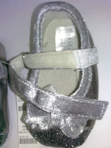 Silver Mary Janes with Sequins and Bow for Baby Girls - Imported! 3