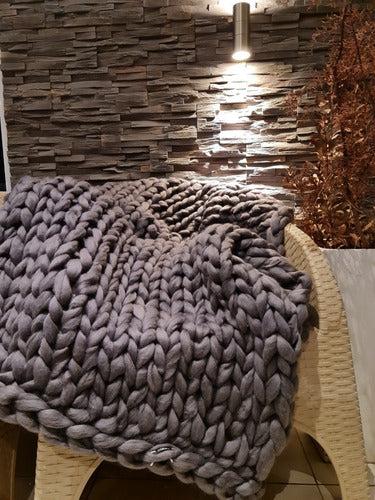 XXL Nordic Wool Blanket 1.60 x 0.40 Queen Bed Runner Black Color 6