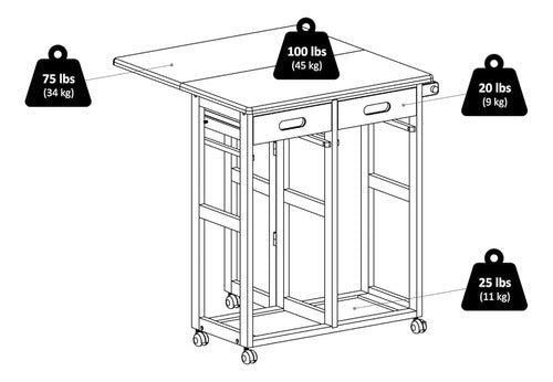 Winsome Space Saver Con 2 Taburetes Cuadrados 7