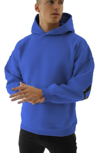 Men's Oversized Blue Hoodie Sweater - Friza Material 0