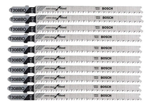 Bosch T308BO Jigsaw Blade for Melamine Curved Cuts - Pack of 10 0