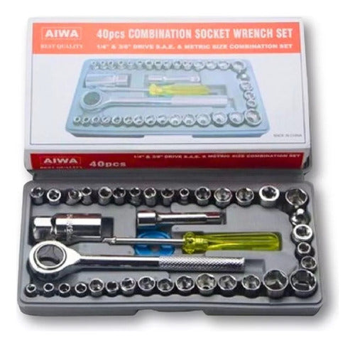 Aiwa 40-Piece Socket Set with Plastic Organizer Case 1