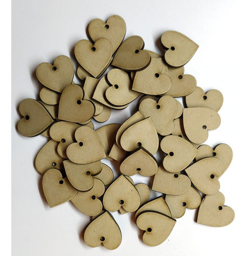 100 Corazones Fibrofacil 3cm Mdf Souvenirs Madera Formas 0