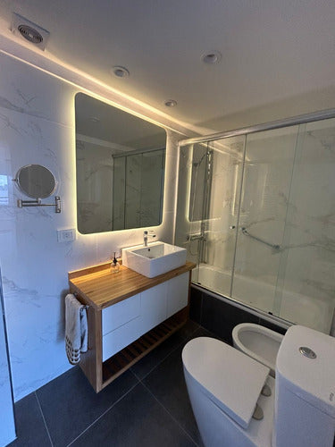 Modern Rectangular Decorative Bathroom Mirror with LED Light 70x90 cm 5