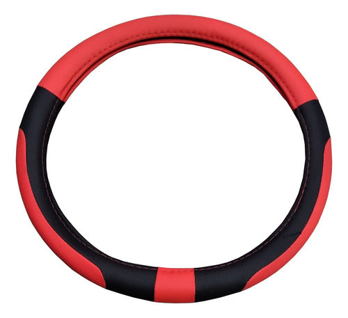 Generic Universal Steering Wheel Cover 38 Cm High-End Black with Red 0