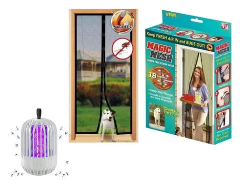 Flash Anti Mosquito Lamp Set: LED Mosquito Killer + Magnetic Mosquito Curtain 0