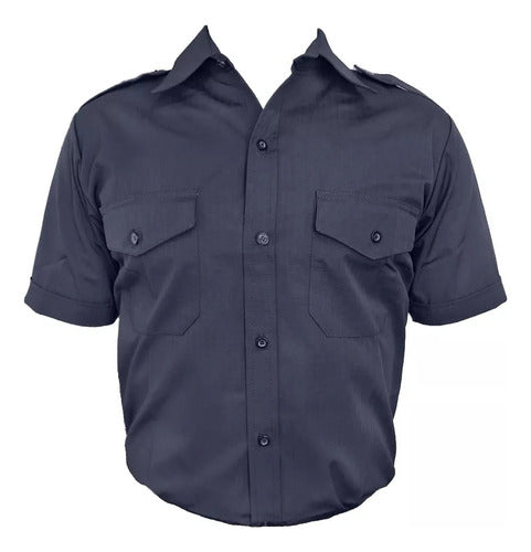 CEO Dines Ripstop Short Sleeve Blue Uniform Shirt with PBA Emblem 0