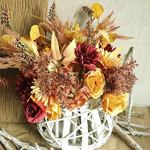 Cn-Knight Autumn Artificial Flower Bouquet 2 Pieces 17 Inches 4