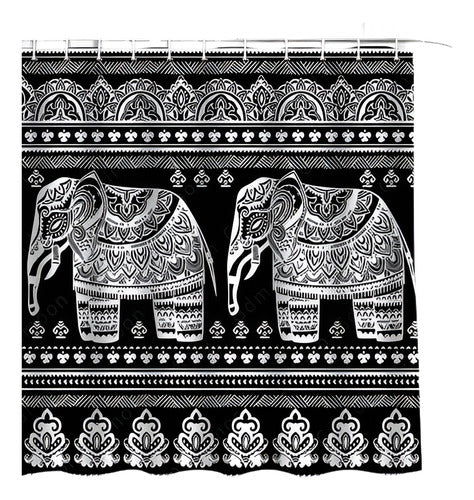 3D Shower Curtain Art - Elephants 0