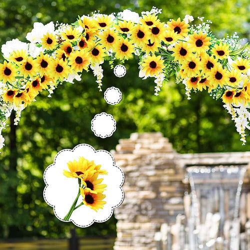 Luinabio 50 Piezas Mini Cabezas De Girasol Artificiales Con 4